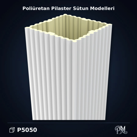 50x50x240 cm Yivli Pilaster Sütun Poliüretan dekorasyon ürünü