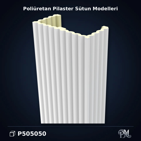 Poliüretan 25x50x240 cm Yivli Pilaster Sütun Dekoru