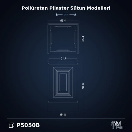 Poliüretan dekorasyon ürünü Pilaster Alt Kaidesi 55x55x94 cm