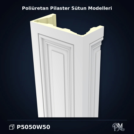 Düz 25x50x240 cm Poliüretan Pilaster Sütun Dekoru