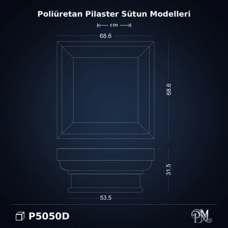 69x69x32 cm Pilaster Sütun Poliüretan dekorasyon ürünü