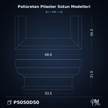 Poliüretan 34x69x32 cm Dekor Pilaster Sütun Başlığı