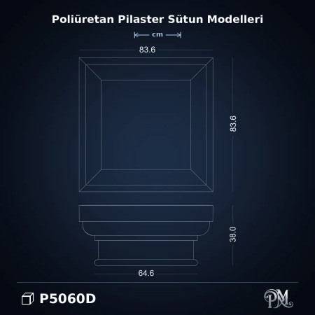 84x84x38 cm Pilaster Sütun Poliüretan dekorasyon malzemesi