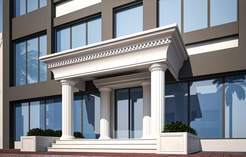 Tokat Gürme düğün salonu dıs cephe dekorasyonu Tokat Gürme Düğün Salonu projesinde mekanın konseptine uygun olarak özgün dekorasyon tasarımını 3D ortamda olusturduk Hazırladığımız fotogerçekçi render çalısmalarıyla projeyi önceden görsellestirdik ve tüm poliüretan dekoratif malzemelerin imalatını kend
