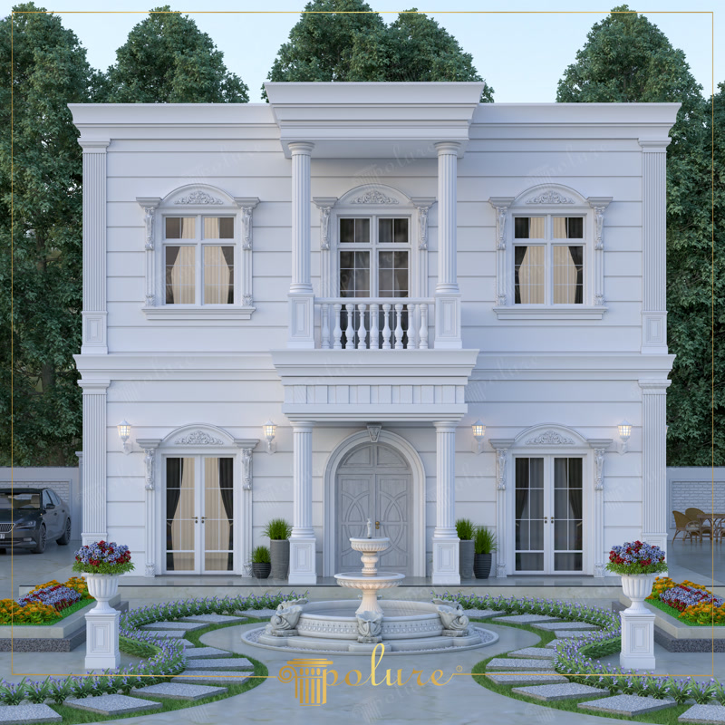neoklasik villa poliüretan sütun sütun başlığı söve modelleri saçak silmesi neoklasik dış cephe klasik mimari dekoratif sütunlar villa dış cephe süsle