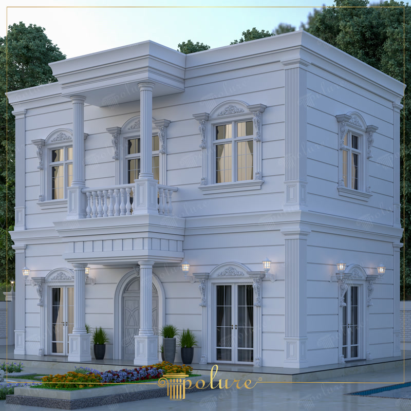 neoklasik villa poliüretan sütun sütun başlığı söve modelleri saçak silmesi neoklasik dış cephe klasik mimari dekoratif sütunlar villa dış cephe süsle
