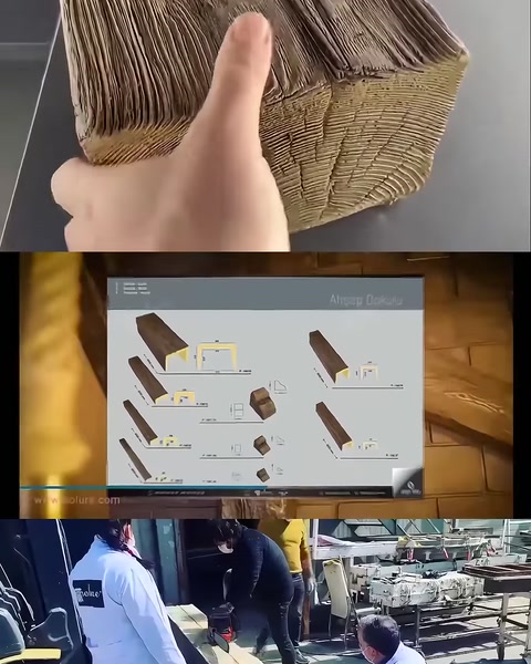 Kütük görünümlü parçanın budaklı yüzeyi ve kesit detayı
