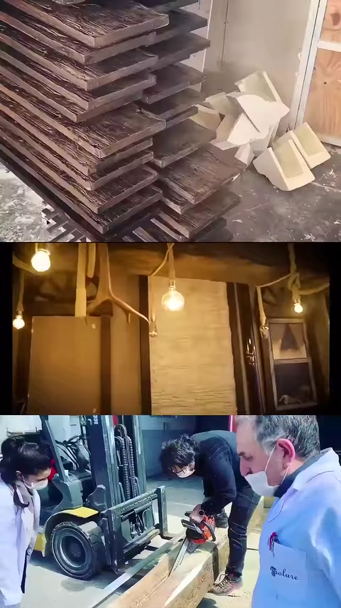 Tavanda sıralanan rustik kirişler ve atölye çalışması görülüyor
