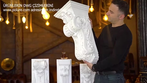 Dar motifli payanda dik konumda tutularak ayrıntıları gösteriliyor