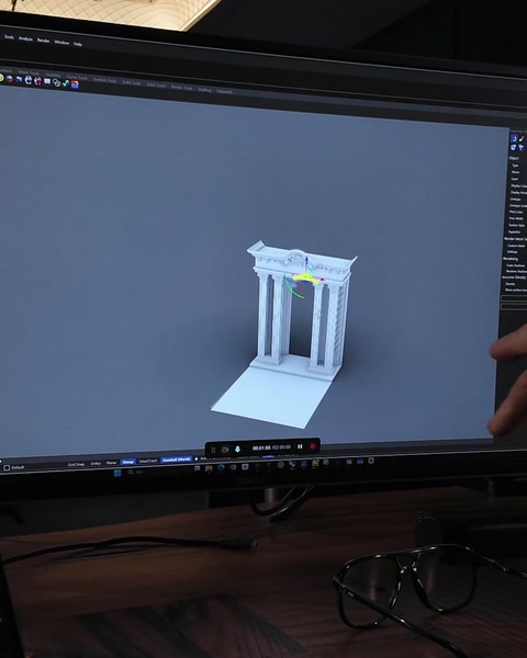 Portal kapının küçük perspektif 3D modeli ekranda tam görünüyor