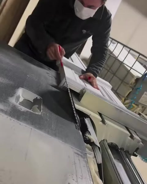 Dekoratif profili makine üzerinde kesime yönlendirme aşaması