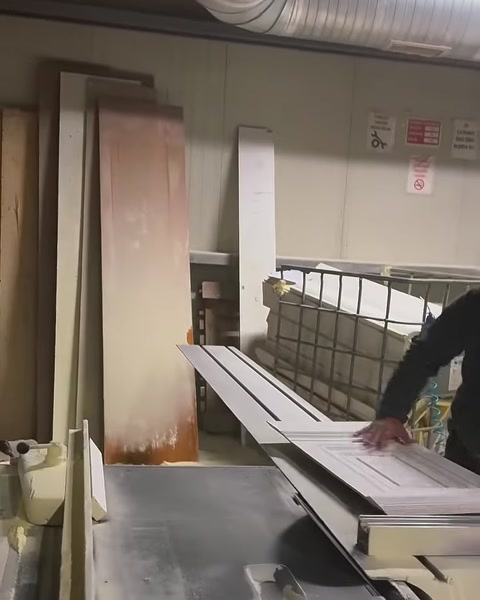 Uzun profiller ve kesim tezgâhının birlikte görüldüğü çalışma alanı