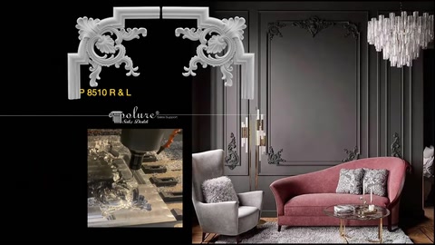 Kıvrımlı motiflere sahip geniş dekoratif çıta köşe modeli