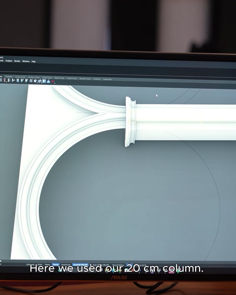 20 cm çaplı sütunun başlık detayı üç boyutlu modelde inceleniyor