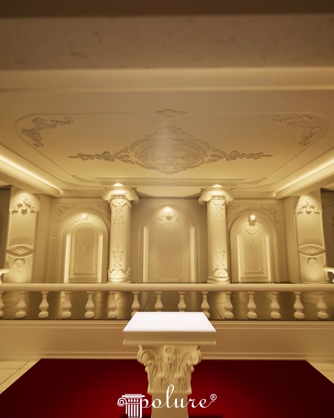Tavan kartonpiyer ve sütun birlikte, klasik salon köşesi