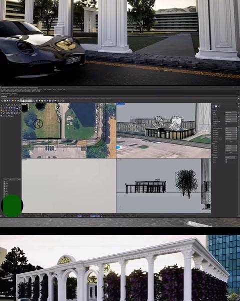 3D modelleme yazılımında sütunlu korkuluk sistemi tasarım ekranı