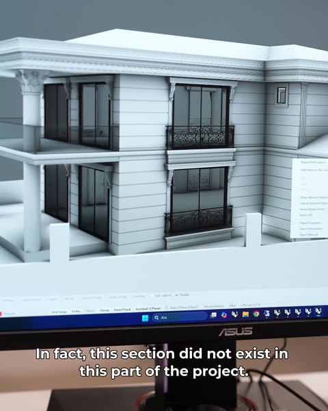 Villanın iki katlı beyaz cephe modeli, pencere ve balkon detayları