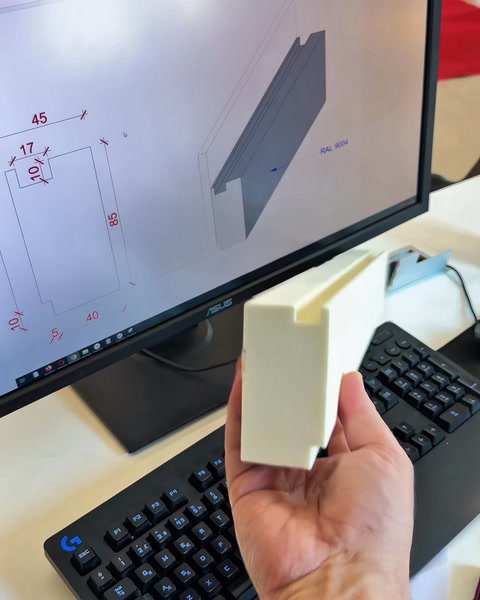 Ekranda gri 3D model profil formunu gösteriyor