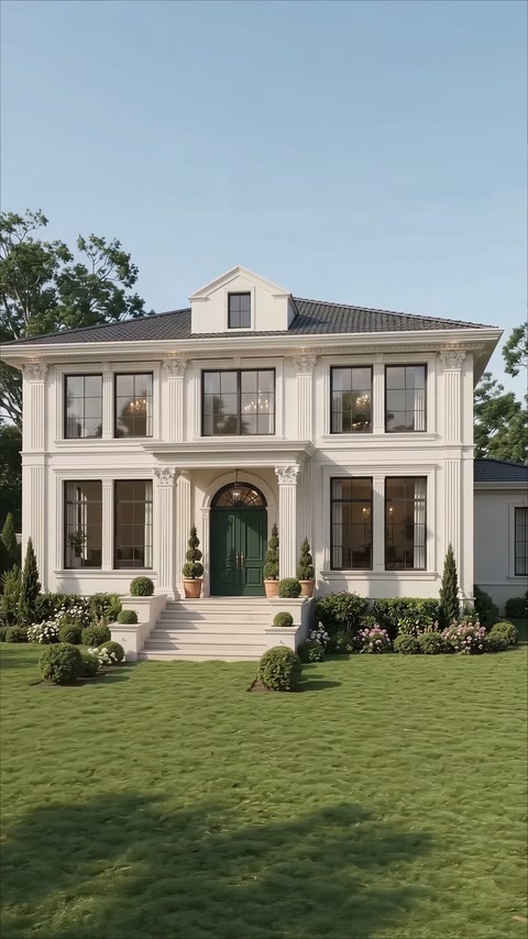 Kemerli ana giriş ve pencere söveleri bulunan klasik villa