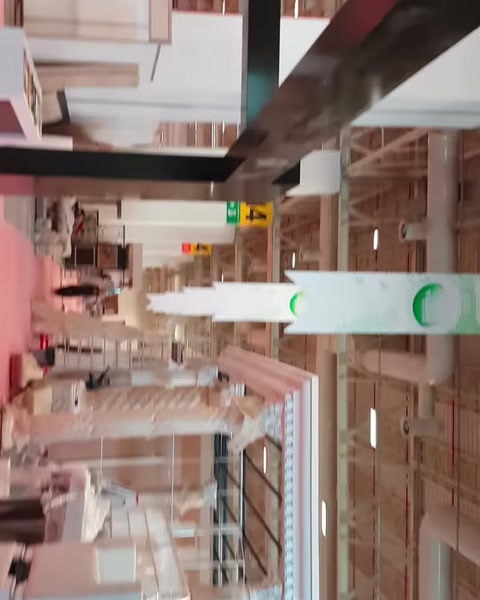 Dekoratif sütun ve kemerlerle kurulan fuar standının genel görünümü