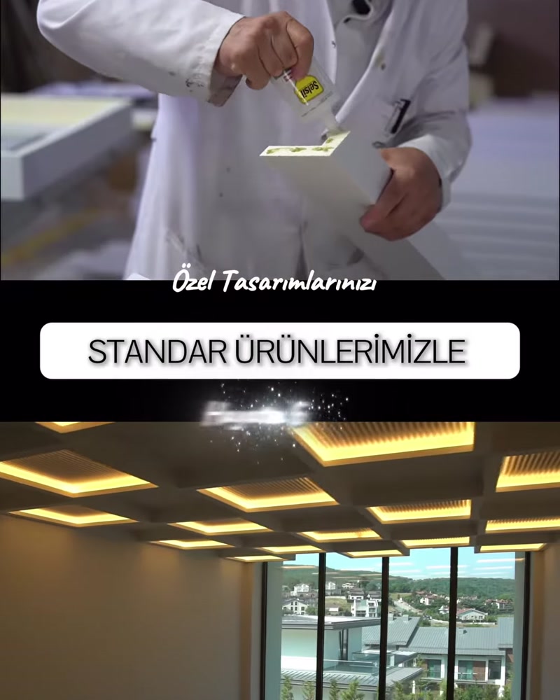 Küçük dekoratif aydınlatma parçasına atölyede yüzey uygulaması yapılıyor