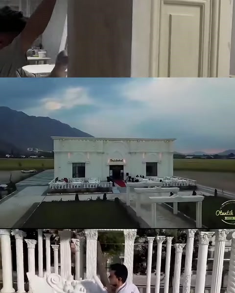 Kapı sövesi, salonun kuşbakışı görünümü ve korkuluk dizileri görülüyor