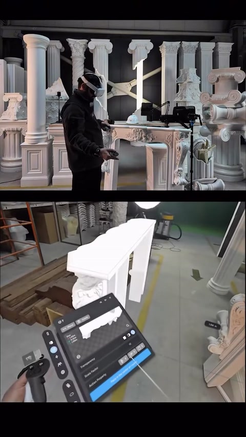 İki sanal şömine modeli çapraz biçimde üst üste geliyor.