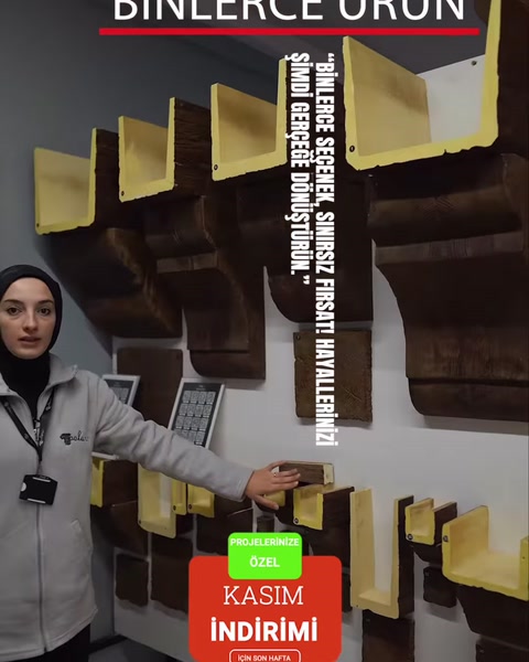 Farklı kesitlerde kiriş ve mertek örnekleri sergi standında gösteriliyor