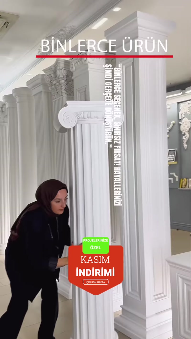 Yivli gövdeli klasik sütun ve bezemeli sütun başlığı