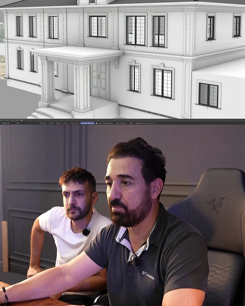Model üzerinde pencereler, giriş ve cephe detayları oluşturuluyor