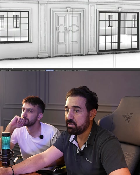 Giriş kapısı ve çevresindeki dekoratif cephe elemanları modelleniyor