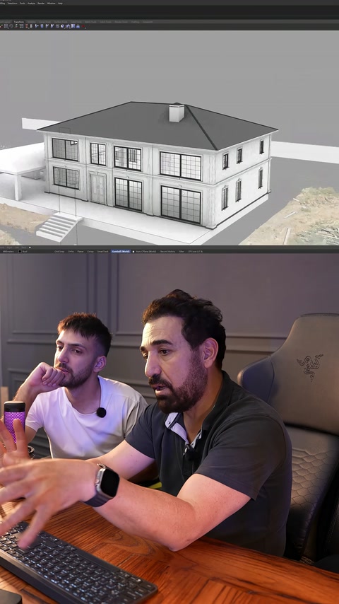 Tamamlanan üç boyutlu villa cephe tasarımı genel açıdan gösteriliyor