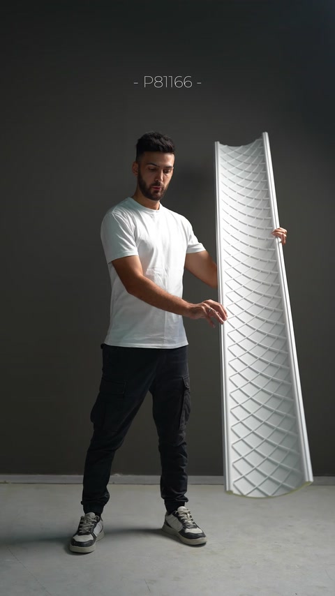Çapraz baklava desenli kavisli kartonpiyer modeli sunuluyor.