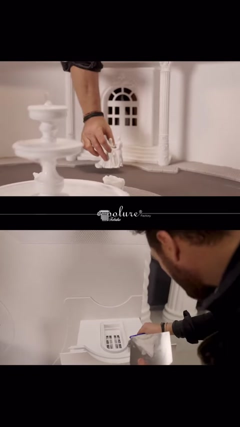 Kemerli pencere çevresine dekoratif söve parçası uygulanıyor