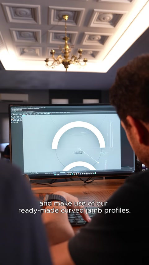 Bilgisayar ekranında kavisli profilin üç boyutlu teknik modeli hazırlanıyor