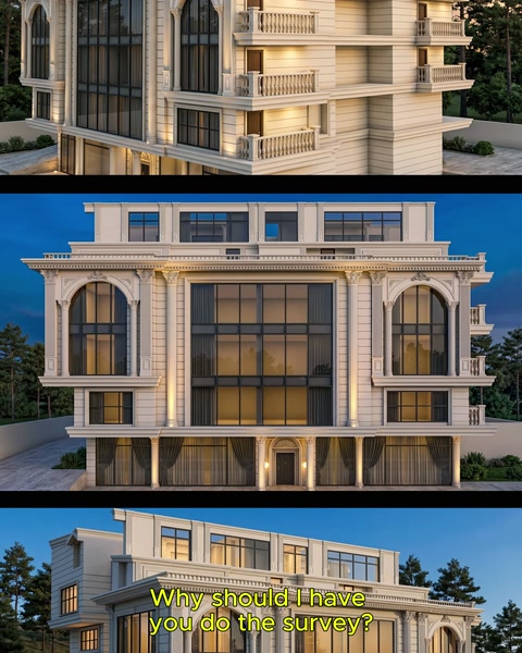 Tamamlanmış binanın render görselleri farklı açılardan sunuluyor
