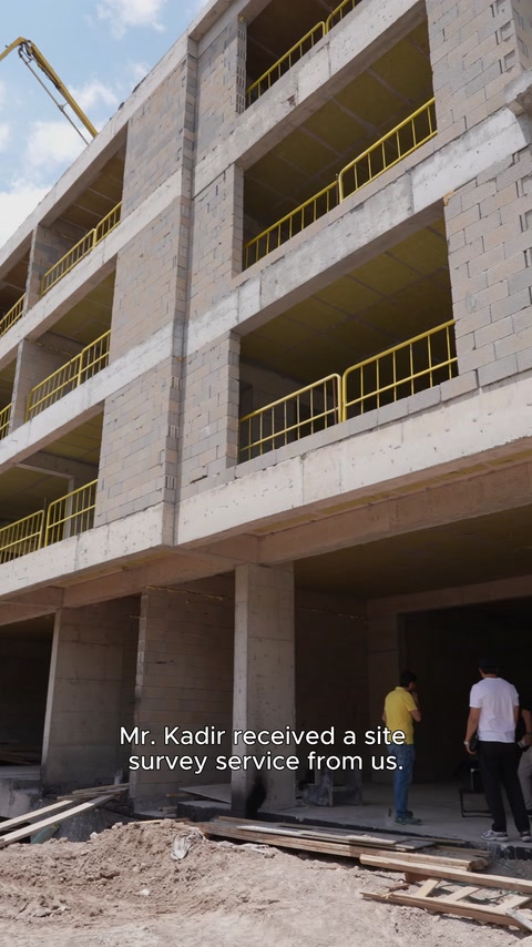 İnşaat halindeki çok katlı yapının ölçüm öncesi dış cephesi