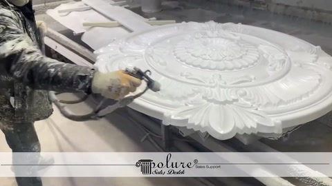 Tavan göbeği yüzeyinde uygulanan üretim işlemi
