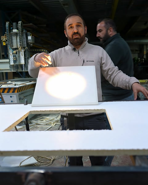 Çalışma tezgâhında ışıklı modül ve panel açıklığı tanıtılıyor.