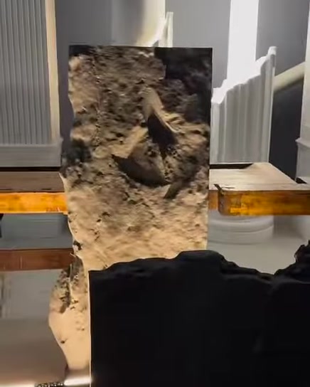 Aydınlatılmış doğal kaya görünümlü panel önden sergileniyor