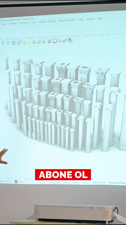 Ekranda farklı gövde ve başlıklara sahip sütun modelleri sıralanıyor.
